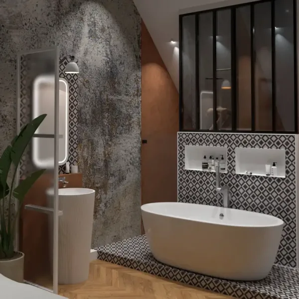 een badkamer met het hotel gevoel